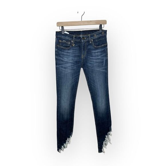 R13 Jeans Indigo Kate Skinny Angled Hem Fray-Howell Dark Wash Denim Size 28 - Picture 4 of 15